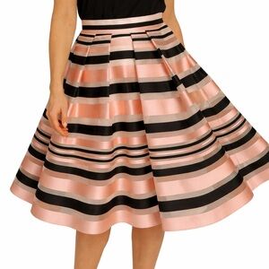 Pink Tartan Satin Stripe Full Skirt
